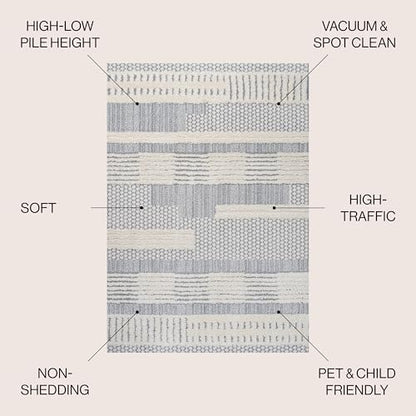 JONATHAN Y Geometric High-Low Cream/Gray Indoor Area Rug 4X6 ft, Kerstin for Living Room, Bedroom, Kitchen, Office, Easy-Cleaning, High Traffic, Pet-Friendly, Non-Shedding SNT100A-4 - size: 3'11" x 6' (Rectangular)