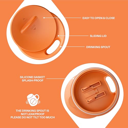 Ideus 16 oz Insulated Coffee Mug with Handle and Lid, Double Wall Stainless Steel Vacuum Thermal Coffee Mug, Travel Coffee Cup Thermal Cup for Home and Office (Orange Tiger 2.0, FUJI DAWN) - color: Orange Tiger 2.0