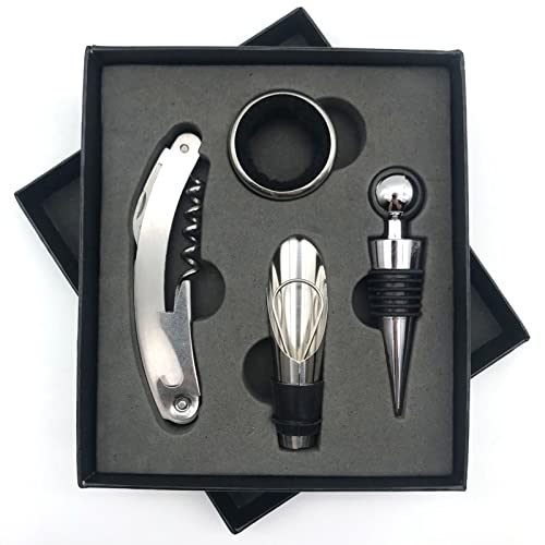 Yctze Wine Opener Set, Stainless Steel Rustproof Corkscrew Kit, Packaging Kit, Ideal for Home, Bar, Restaurant, Gifts (Black) - size: Black