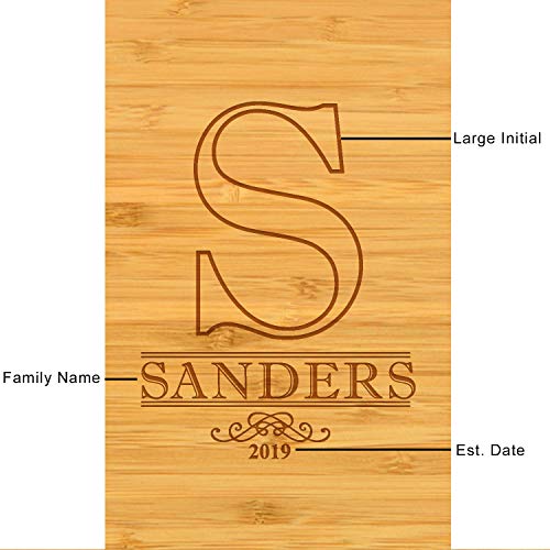 Picnic at Ascot Personalized Engraved Acacia Cheese/Charcuterie Cutting Board with Knife Set & Cheese Markers- Designed & Quality Checked USA