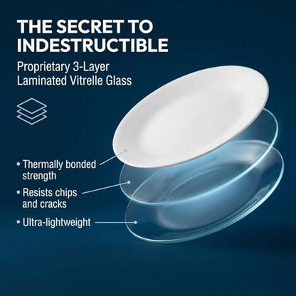 Corelle Vitrelle 6-Piece Salad Appetizer Plate Set Triple Layer Glass and Chip Resistant, 6-3/4-Inch Lightweight Round Plates, Winter Frost White - size: 6.75" Appetizer Plates
