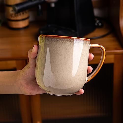 LERATIO Ceramic Coffee Mugs Set of 6,12oz Handmade Coffee Mugs Set | Large Handle for Cappuccino/Latte/Tea/Hot Cocoa,Oven &Dishwasher & Microwave Safe-Khkai - color: reactive glaze-1