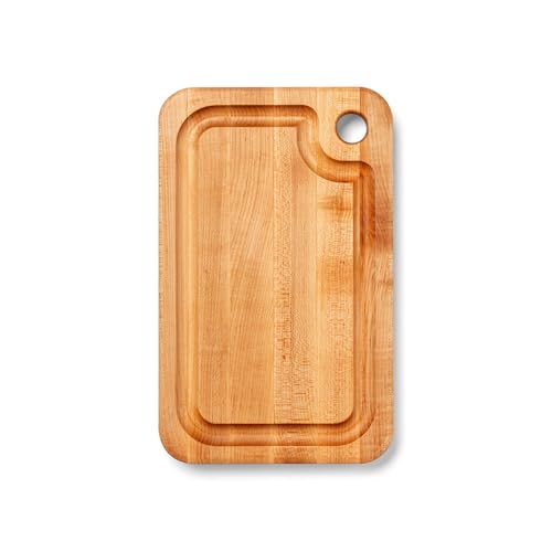 John Boos Prestige Series Rectangular Wooden Maple Cutting Board 16”x10” – 1.25” Thick, 6-lb Reversible Butcher Block with Juice Groove, Edge-Grain & Finger Grip Hole – Made in the USA | 1.25” Thick, 6-lb Butcher Block with Juice Groove, Edge-Grain & Fing
