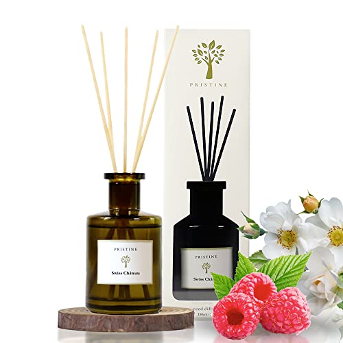 PRISTINE Swiss Château/Inspired by Hilton Reed Diffuser - Home & Bathroom | Fresh Cut Rose, Tangerine, Cedarwood Oil Reed Diffuser Set | Oil & Reed Diffuser Sticks, Home & Office Decor, Fragrance Gift - size: 6 fl oz