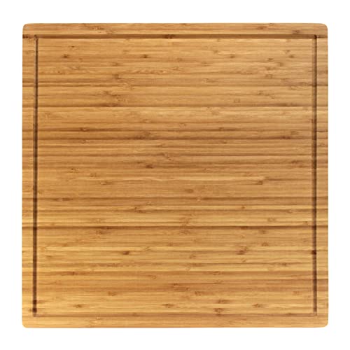 BambooMN Bamboo Burner Cover Cutting Board, 3-Ply, Large, Square - Grooved/Flat (20"x20"x0.75") - 2 Pieces - size: 20" x 20" (3-Ply)