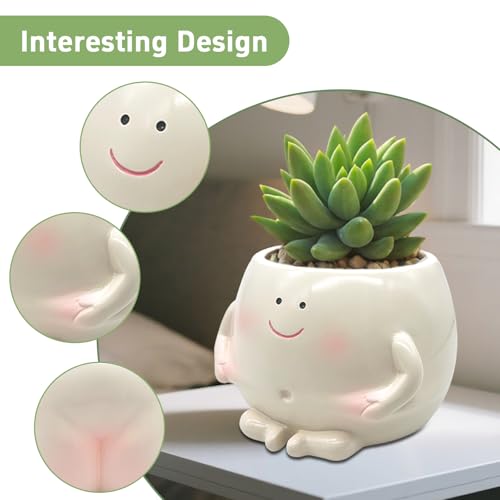 3.5" Smiley Face Resin Planter Pot,Funny Belly Planters Design | Succulent Planterwith Drainage Hole;Cute Plant Pot for Indoor Outdoor Plants
