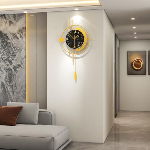 Large Modern Wall Clocks for Living Room Gold Silent Analog Clock | Battery Operated for Living Room,Bedroom,Kitchen,Office or Entryway Geometric Iron Design Wall Decor for Home 15.7*27.5 inch - style: Antique