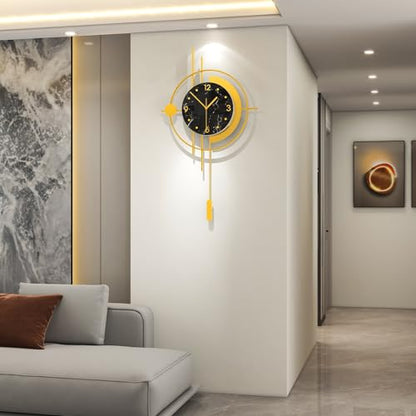 Large Modern Wall Clocks for Living Room Gold Silent Analog Clock | Battery Operated for Living Room,Bedroom,Kitchen,Office or Entryway Geometric Iron Design Wall Decor for Home 15.7*27.5 inch - style: Antique