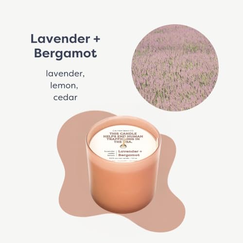 Dignity Series Lavender & Bergamot Scented Candle | Made in the USA Luxury Clean Soy Wax Candles - Long Lasting Ivory Glass Jar Candle for Home - 1 Wick - 5.3oz - color: Lavender + Bergamot