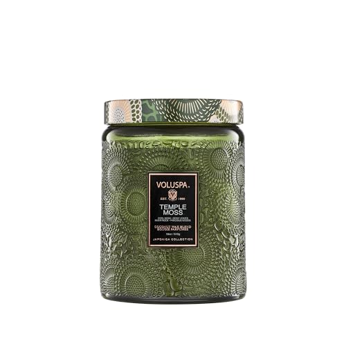 Voluspa Temple Moss, Large Candle Jar, 18oz, Coconut Wax Blend, Scented Candles for Home, 100 Hour Burn Time, Handcrafted in the USA - color: 11 - Temple Moss