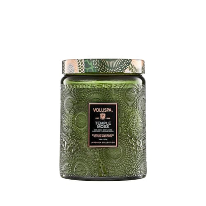 Voluspa Temple Moss, Large Candle Jar, 18oz, Coconut Wax Blend, Scented Candles for Home, 100 Hour Burn Time, Handcrafted in the USA - color: 11 - Temple Moss