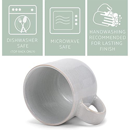 Elanze Designs Glossy Reactive Glaze Large 17 Fluid Ounce Everyday Kitchen Food Grade Ceramic Stoneware Coffee Mug Cup with Comfort Curved Handles, Set of 4, Pale Grey - color: Pale Grey