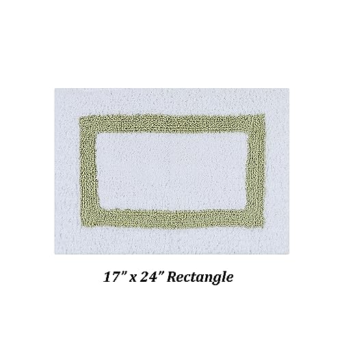 Better Trends 100% Cotton Hotel Collection Bath Mats Set, White & Sage Mats - Tufted, Reversible & Absorbent & Machine Washable 2 Piece Bathroom Rug Set, Shower & Sink Bath Rug - color: White & Sage, size: 2 Piece Set (17" x 24" | 17" x 24")