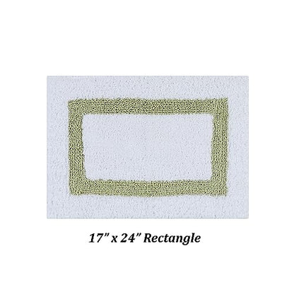 Better Trends 100% Cotton Hotel Collection Bath Mats Set, White & Sage Mats - Tufted, Reversible & Absorbent & Machine Washable 2 Piece Bathroom Rug Set, Shower & Sink Bath Rug - color: White & Sage, size: 2 Piece Set (17" x 24" | 17" x 24")