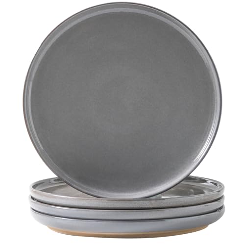 Ceramic Dinner Plates Set of 4,Stoneware 10 Inch,Microwave,Dishwasher and Oven Safe,Porcelain Dessert Plates for Pasta,Salad and Steak,Dishes Set for Kitchen,Scratch Resistant,Gray - color: Gray, size: 10 Inch(4 PC)