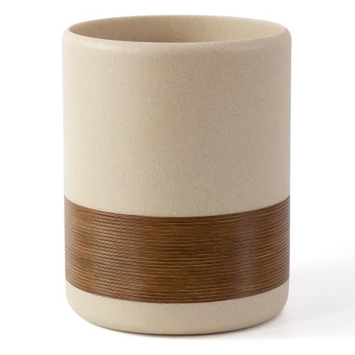 YMXYJM Resin Trash Can, Modern Round Wastebasket, 2 Gallon,Brown | Modern resin trash can with 2-gallon capacity, sturdy base, and open-top design for bathroom, kitchen, office, and home - color: Brown