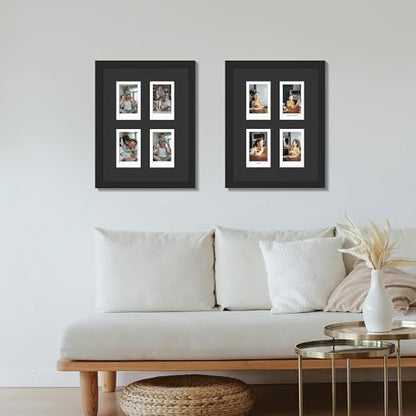 DUENPY 7.2x9.5 Polaroid 4 Opening Mini Frame Black | Polished Plexiglass Offers Clear View, Dedicated Frame to Display Your Favorite Instant Polaroid Prints - color: Black, size: 7.2x9.5（2x3 opening）