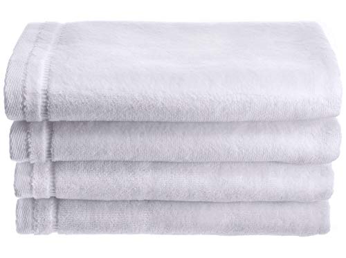Creative Scents 100% Cotton Velour Fingertip Towels - 4 Pack 11 by 18 Inch – Decorative, Extra Absorbent and Soft Face Towel, Ideal for Bathroom and Powder Room (White) - color: White
