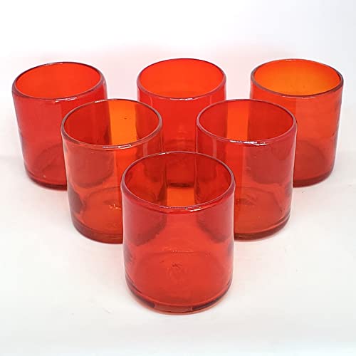 Solid Ruby Red 9 oz Short Tumblers (set of 6), Recycled Glass, Lead-free, Toxin-Free (9oz Tumbler) - color: Red, size: 9 oz