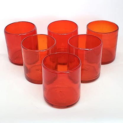Solid Ruby Red 9 oz Short Tumblers (set of 6), Recycled Glass, Lead-free, Toxin-Free (9oz Tumbler) - color: Red, size: 9 oz