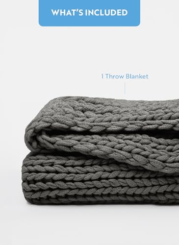 Linen Market Beddings Oversized Chunky Knit Throw Blanket Acrylic Hypoallergenic - 47'' x 59'' Cozy Home Accent for Snuggling, Lounging, and Stylish Décor (Gray)