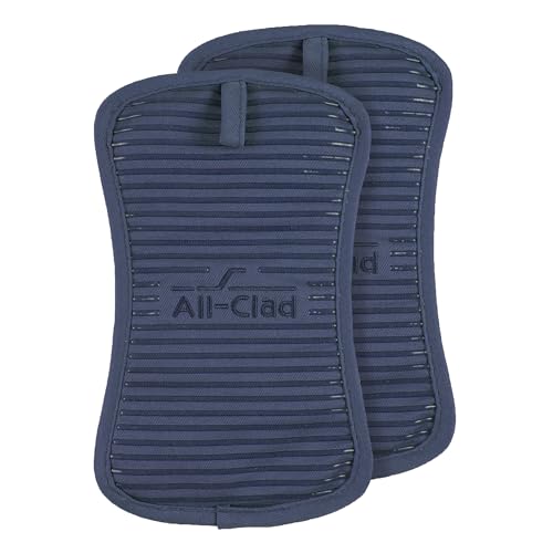 All-Clad Premium Pot Holder & Hot Pad: Heat Resistant to 500 Degrees - 100% Cotton, 10"x6.25" Hot Pad for Kitchen and Barbeque, (2-Pack), Indigo - color: Indigo, size: 2 Pack