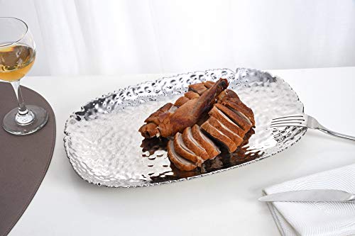 Pampa Bay Millennium Porcelain Large Serving Platter, 14 inch - color: Silver Tone