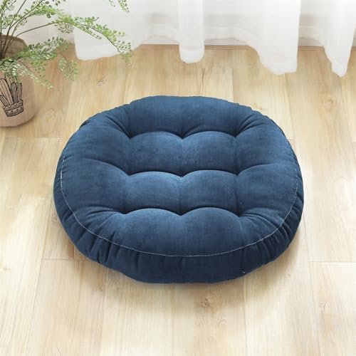 SK Studio Meditation Floor Pillow Large Round Seat Cushion for Adults | 22x22 Inch Tufted Corduroy Floor Cushion for Classroom Living Room Yoga, Navy Blue - color: Navy Blue, size: 22"W x 22"L (Pack of 1)