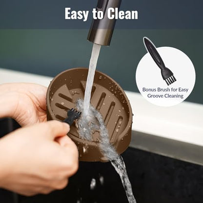 NiHome Silicone Sponge Holder for Kitchen Sink, Fits Scrub Daddy Mommy | Self-Draining Dispenser Organizer Tray, Sink Caddy Countertop Fits Soaps, Scrubber, Dishwasher Safe, Includes Brush - color: Coffee Brown