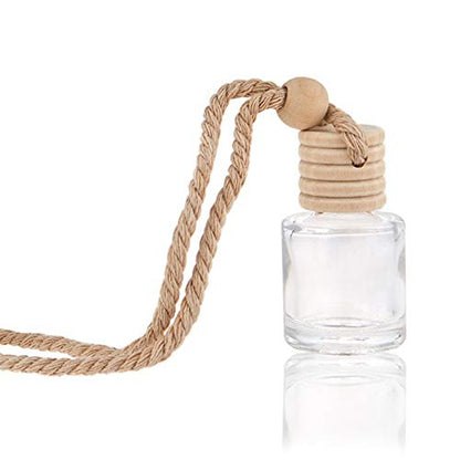 10 Packs Car Hanging Diffuser Empty Glass Perfume Bottles Air Freshener Diffuser Bottle Pendant Oil Fragrance Aromatherapy Bottle Ornament Decor (round)