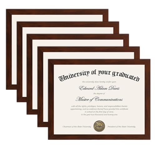upsimples Certificate Frame, 8.5 by 11 Glass Diploma Frames, 5 Pcs Mahogany | Displays 8.5x11 Document and Degree, Graduation Gift for Wall or Tabletop Decor, High-definition Glass - color: Mahogany