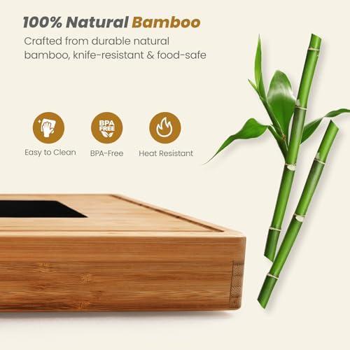 Extra Large Bamboo Charcuterie Board, 3-Layer Pull-Out Trays, Brown | 33.7"x15.7" 3-Layer Pull-Out Cheese Board with Slate Plate, Knife Set, Bowls, Ideal for Home Parties and Housewarming Gifts - color: Carbonized Bamboo