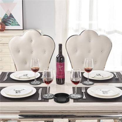 Funny Coasters, Thipoten 6 Pcs Leather Coasters with Holder, Perfect Housewarming Hostess Gifts, Protect Furniture from Water Marks Scratch and Damage(6Pcs, Black) - color: Black