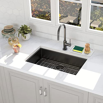 Silicone Sponge Holder-Large Thick Durable 10" Sink Organizer Tray-Kitchen | Thick Durable Sponge Caddy, Large Sink Tray, Dish Soap & Scouring Pad Holder, Countertop Drip Tray, Easy Clean, Rust-Proof - color: C-wh, size: 10x5.1inch