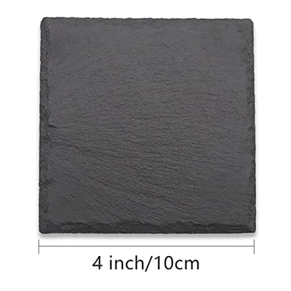 8 Pack 4 Inch Square Black Slate Coasters Set with Storage Holder | Natural Slate Stone Coasters, Laser Engraving Blanks, Anti-scratch Bottom, DIY Craft, for Office Bar Home Dinner Table Decor - size: 8 Square Coasters
