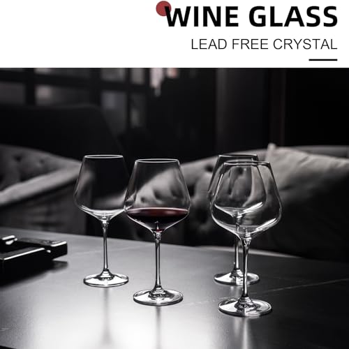 coccot Red Wine Glasses Set of 4, Hand Blown Italian Style Crystal Burgundy Wine Glasses, Lead-Free Premium Clear Glass [23 oz/650ml，4 Pack ] - color: Crystal