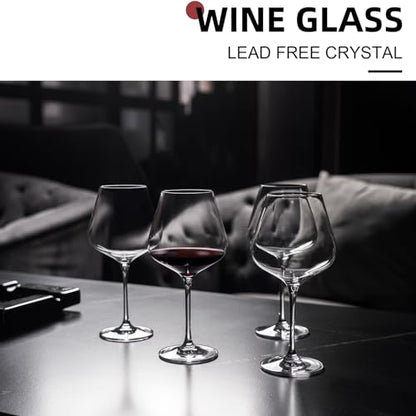 coccot Red Wine Glasses Set of 4, Hand Blown Italian Style Crystal Burgundy Wine Glasses, Lead-Free Premium Clear Glass [23 oz/650ml，4 Pack ] - color: Crystal
