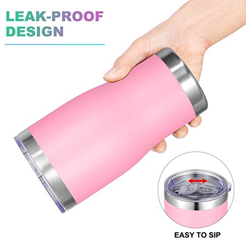VEGOND 20oz Tumbler Stainless Steel Tumbler Cup with Lid And Straw Vacuum Insulated Double Wall Travel Coffee Mug(Pink 6 Pack) - color: Pink, size: 6 Count (Pack of 1)