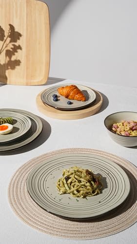 famiware Dinner Plates, 8 Inch Small Plate Set for 6, Dessert Appetizer Speckled Hand-made Ceramic Salad Plates, Microwave & Dishwasher Safe, Scratch Resistant, Twilight Series, Terre-verte - color: Terre-verte, size: 8 inch
