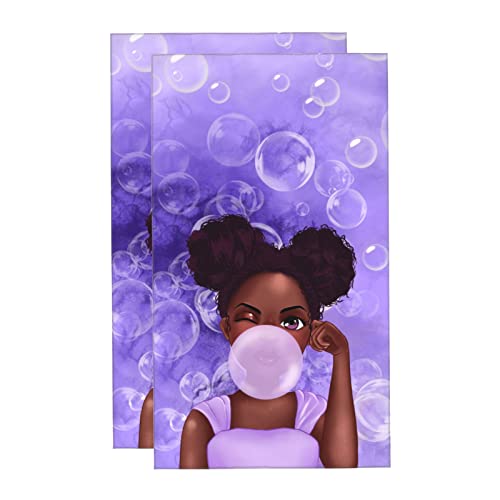 Bath Towels Set of 2 Hand Towels for Bathroom Black Girl Bubble Decorative 27.5x16Inch Absorbent Soft for Yoga Gym Spa Hotel Bathroom Kitchen - color: Style9