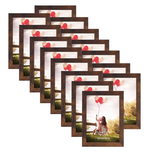 HORLIMER 5x7 Picture Frame Set of 15, Brown Picture Frames Display 5 by 7 Photo for Wall or Tabletop - color: Brown*15, size: 5x7