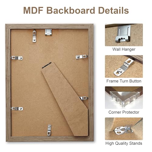 TONES FRAME DESIGN 8.5 by 11 Picture Frame Set of 2 Solid Oak Brown Wood Veneer with Shatterproof Plexiglass, 8.5 x 11 Frame Wall Hanging 8.5x11 Picture Frame for Diplomas Document Certificates - color: Dark Oak, size: 8.5x11 - 2 Pack