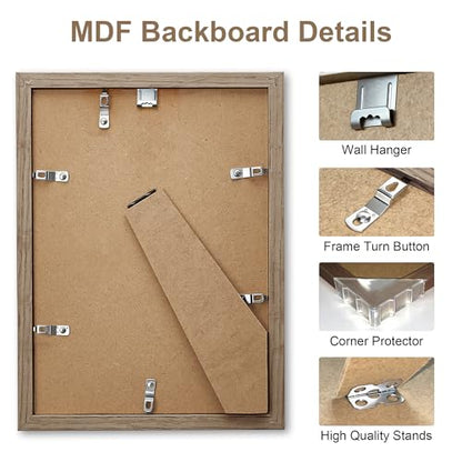 TONES FRAME DESIGN 8.5 by 11 Picture Frame Set of 2 Solid Oak Brown Wood Veneer with Shatterproof Plexiglass, 8.5 x 11 Frame Wall Hanging 8.5x11 Picture Frame for Diplomas Document Certificates - color: Dark Oak, size: 8.5x11 - 2 Pack