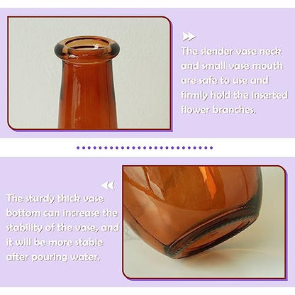 Bfttlity Amber Glass Vase for Centerpieces Table Home Room Decor, S | 10" Tall Clear Vase for Branches, Floor Brown Glass Vase - size: Small-Amber