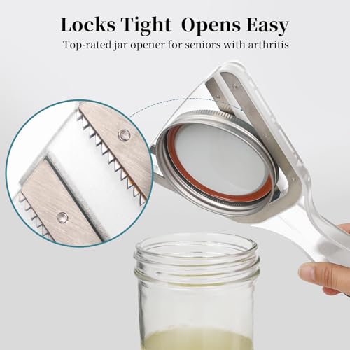 Jar Opener for Weak Hands & Seniors with Arthritis – Easy Twist-Off Lid & Bottle Opener – Ergonomic Non-Slip Handle, Unique Kitchen Gadget & Ideal Christmas Gift for Elderly, Women & Men (Transparent) - color: Transparent