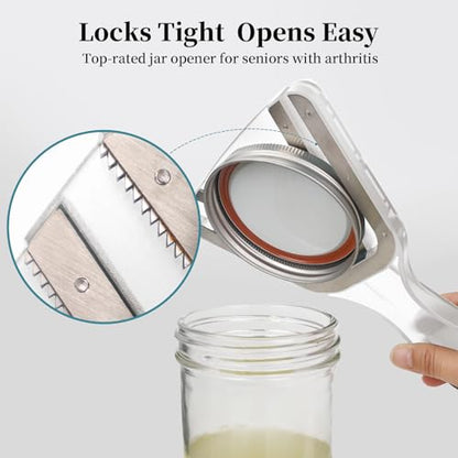 Jar Opener for Weak Hands & Seniors with Arthritis – Easy Twist-Off Lid & Bottle Opener – Ergonomic Non-Slip Handle, Unique Kitchen Gadget & Ideal Christmas Gift for Elderly, Women & Men (Transparent) - color: Transparent