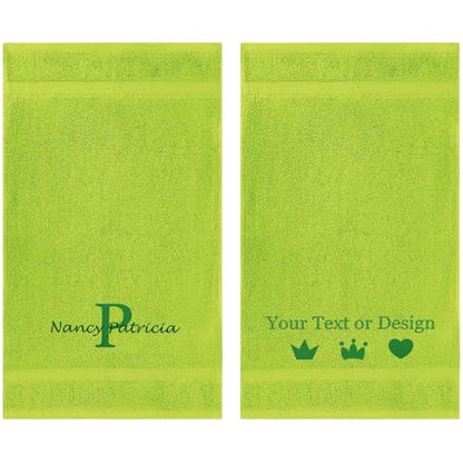 Personalized Passion 2pc Hand Towels Set - Custom Turkish Cotton with Embroidered Name, Monogram - Super Soft & Absorbent Hand Towels - Lime Green, 16"x27" - color: Lime Green, size: 2 Pack Hand Towels (16"x27")