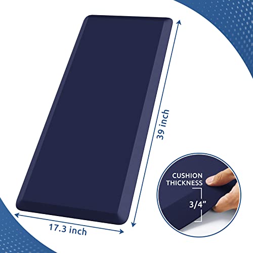 KitchenClouds Kitchen Mat Cushioned Anti Fatigue Kitchen Rug 0.8inch Waterproof Non Slip Kitchen Rugs and Mats Standing Desk Mat Comfort Floor Mats for Kitchen Sink Office (17.3"x39",Blue) | Water-Resistant, Non-Slip, Easy to Clean Comfort Floor Mat for K
