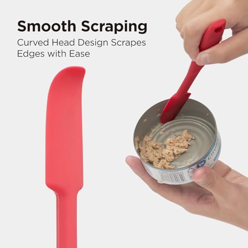 Kitchen Mama WaltzGrip Platinum Silicone Jar and Can Spatula Set, Red | Heat-Resistant, Dishwasher Safe, Ergonomic Grip, Perfect for Mixing and Scraping, Nonstick Cookware - color: Red