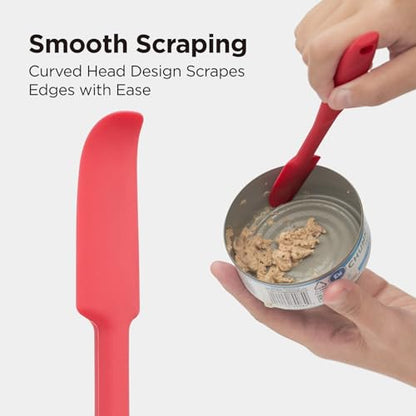 Kitchen Mama WaltzGrip Platinum Silicone Jar and Can Spatula Set, Red | Heat-Resistant, Dishwasher Safe, Ergonomic Grip, Perfect for Mixing and Scraping, Nonstick Cookware - color: Red